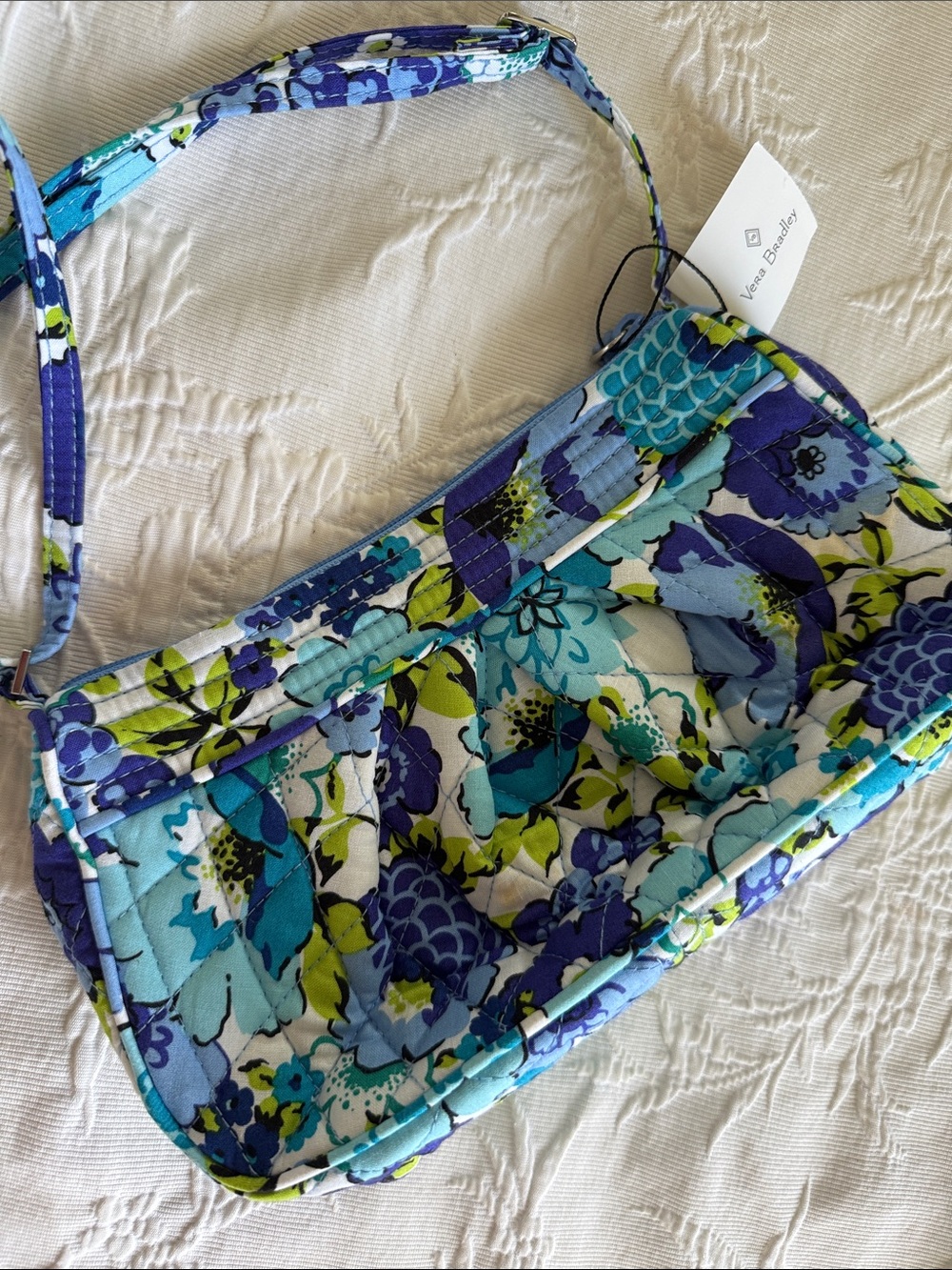Vera Bradley Blue and Green Floral Quilted Wristlet